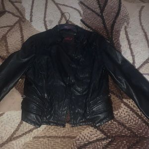 Black Leather Jacket Size Large Brand YOKI